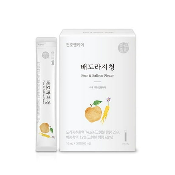 Chunho Ncare Korean Pear and Bellflower Root Juice, 100% Korean Bellflower, with Honey, Quince & Jujube, Traditional Korean Drink, Easy-Cut Stick Pouch, HACCP Certified (10ml × 30sticks)