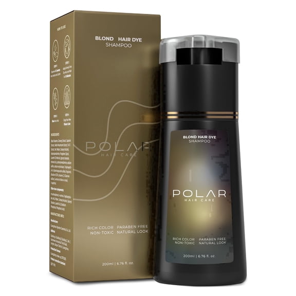 Polar Haircare Blonde Hair Dye Shampoo, Semi-Permanent Hair Color for Gray Hair, 6.76 fl oz