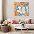 thumbnail image 5 of Lily Flower Wall Art Painting on Canvas, White Orange Blooms Floral Watercolor Blue Canvas Art Home Prints Wall Art Framed Modern Artwork for Living Room Bedroom Wall Decor 12x12in, 5 of 9