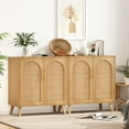 thumbnail image 2 of Rovaurx Set of 2 Rattan Storage Cabinet with Doors, Accent Bathroom Floor Cabinet, Modern Sideboard Buffet Cabinet for Living Room, Entryway, Dining Room and Kitchen, Natural, 2 of 7