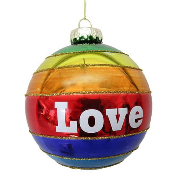 December Diamonds Ornement en Verre - Boule Arc-en-Ciel avec Amour