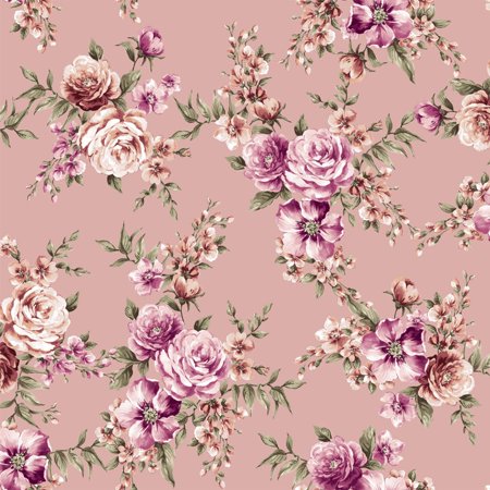 FREE SHIPPING!!!Dusty Rose with Pink Floral Pattern Printed on Hi-Multi Chiffon Washed Fabric, DIY Projects by the Yard - PRINT FABRIC