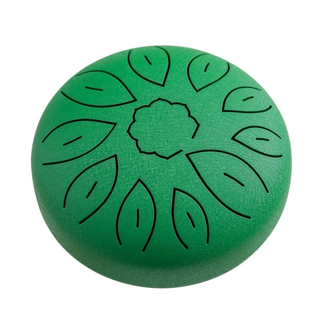 11-Note C Key Carbon Steel Ethereal Drum, 6 Inch (155mm) Percussion Instrument with 2 Drum Mallets, Music Book, 6 Finger Picks, Note Sticker & Carrying Bag - Green (MOQ 5, Available in
