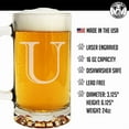 thumbnail image 6 of Etched Monogram 16oz Glass Beer Mug (Letter U), A-Z Customized Beer Gifts for Men, Personalized Beer Glasses, Custom Engraved Birthday Gifts for Him, Initial, Name, Husband Dad, Regalos Personalizados, 6 of 7