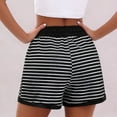 thumbnail image 4 of Olyvenn Women's Summer Casual Striped Shorts Elastic Waist Black White Black S, 4 of 5