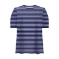 thumbnail image 6 of JTZGDY Womens Summer Tops Casual Puff Short Sleeve Striped/Polka Dot Print Crewneck Tunic Blouse Trendy Oversized Graphic T-Shirts Fashion 2025 Clothes Navy#03 M, 6 of 6