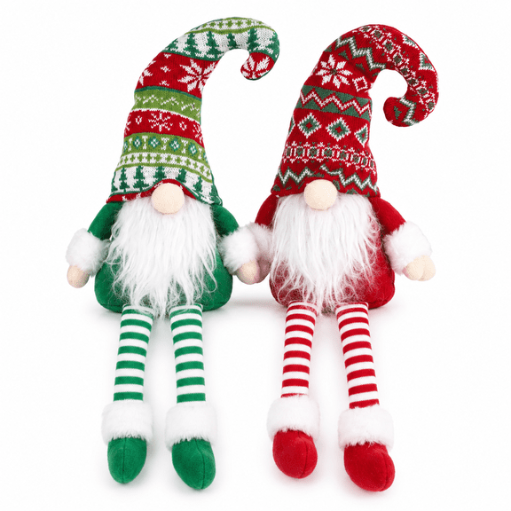 Yexmas 2pcs Gnomes Plush Christmas Decorations, Handmade Santa Gnome Doll, Stuffed Figurine Xmas Ornaments for Home Indoor Tabletop Fireplace Party Holiday Decor