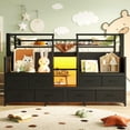thumbnail image 4 of Harper & Bright Designs Twin Size Low Loft Bed with Storage Drawers and Shelves, Metal Loft Bed Frame with Lights, Black, 4 of 15