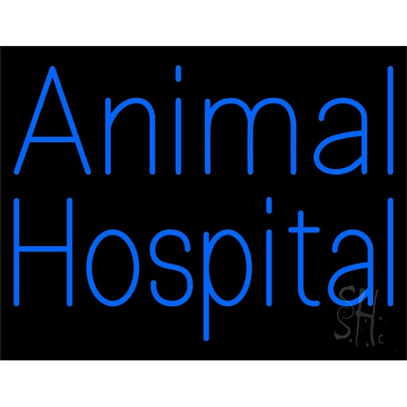 Blue Animal Hospital LED Neon Sign 15" Tall x 19" Wide - inches Black Square Cut Acrylic Backing, with Dimmer - Premium built indoor Sign for Club, Home décor, Event, Workshop, Storefront.