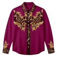 thumbnail image 4 of xfsWaSs Men's Western Cowboy Shirts Retro Print Western Shirt Long Sleeve Cowboy Collared Button Down Tops Casual Blouses Festival Party Shirts, 4 of 4