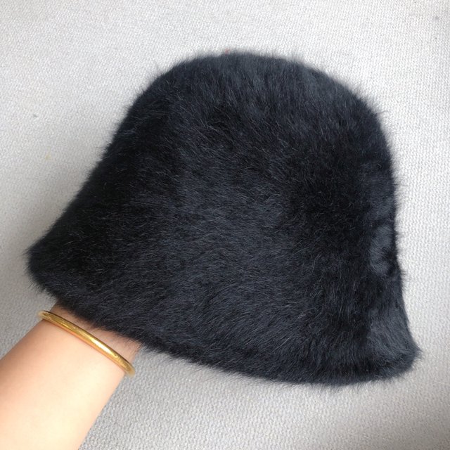 LinYooLi Rabbit Hairy Hat Female Autumn And Winter Versic Plush Fisherman Hat Version Of The Face, Small Bucket Hat, Warm Basin Hood