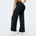 thumbnail image 5 of ManxiVoo Women's Slim Fit Wide Leg Yoga Trousers for Sports and Fitness Comfortable Hip Slimming Active Wear Pants L Size Black, 5 of 9