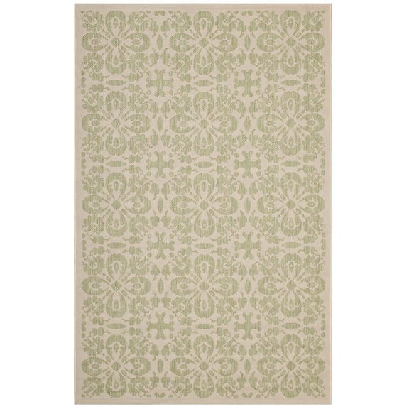 Modway Ariana 5' x 8' Floral Trellis Area Rug in Green and Beige