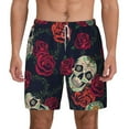 thumbnail image 2 of Goofa Roses Skulls Printed Men's Swim Trunks Board Shorts Quick Dry Mens Swimming Trunks with Compression Liner,Breathable Fit Hawaii Beach Shorts-XX-Large, 2 of 9