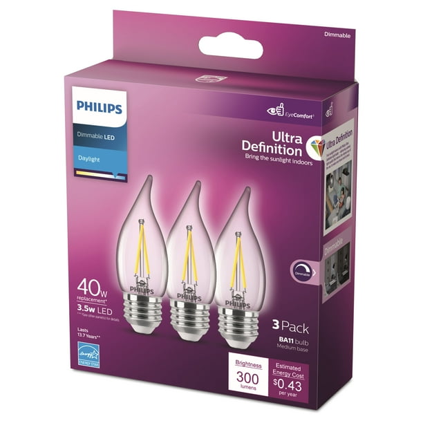Philips Ultra Definition LED 40Watt BA11 Filament Candle Light Bulb