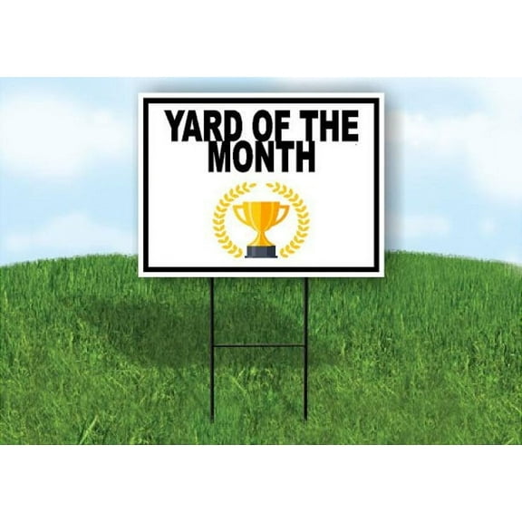 Yard Of The Month Black Gold Trophy Yard Sign Road Sign (Excluding Stand) SIZE: 8" x 12"