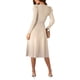 thumbnail image 3 of Txlixc Vestido Midi de Punto para Mujer, Sexy Manga Larga Puff Cuello Redondo Color Sólido Vestido con Lazo en la Espalda Txlixc  Moda, 3 of 9