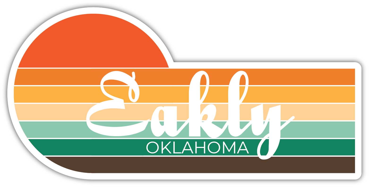 Eakly Oklahoma 4 x 2.25 Inch Sticker Retro Vintage Sunset City 70s