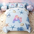 thumbnail image 2 of meiyoeat Ocean Axolotl Letter A Quilt Full for Girls, Sea Life Full Bedspread Sets, Rainbow Blue, 3pcs, 1 Comforter and 2 Pillowcases, 2 of 7