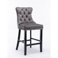 thumbnail image 4 of Contemporary Velvet Upholstered Bar Stools Set of 2, Tufted High Back Stools with Solid Wooden Legs, Leisure Style Bar Chairs for Dining Room, Island Kitchen Bar, Gray, 4 of 7