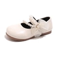 thumbnail image 5 of Viluyesy Girls Vintage-Inspired Flat Shoes – Soft-Sole Leather Lace-Up Dress Shoes with Pearl Bowknot and Delicate Lace Trim, Spring Summer Style Beige Size 7, 5 of 7