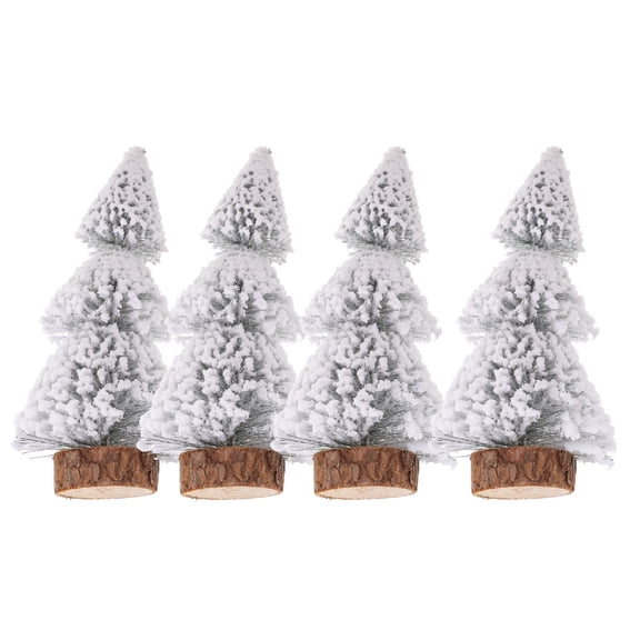 FUEENIRVA Set of 4 White Mini Pine Christmas Trees, Tabletop Holiday Decorations for Festive Home, Office, and Seasonal Display
