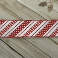 thumbnail image 3 of Ribbon Traditions Red Glitter Dots / Diagonal Stripes Wired Ribbon 2 1/2" by 10 Yards, 3 of 3