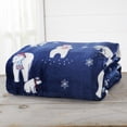 thumbnail image 5 of Great Bay Home Velvet Plush Fleece Holiday Printed Warm and Cozy Bed Blanket  (Twin, Navy Polar Bears), 5 of 6