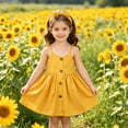 thumbnail image 1 of Tfken Soft Dresses Girls Comfy Holiday Travel Girls Dresses Casual Solid Color Sleeveless Button Fashion Children Cute Clothes Size 2-3 Years, 1 of 3