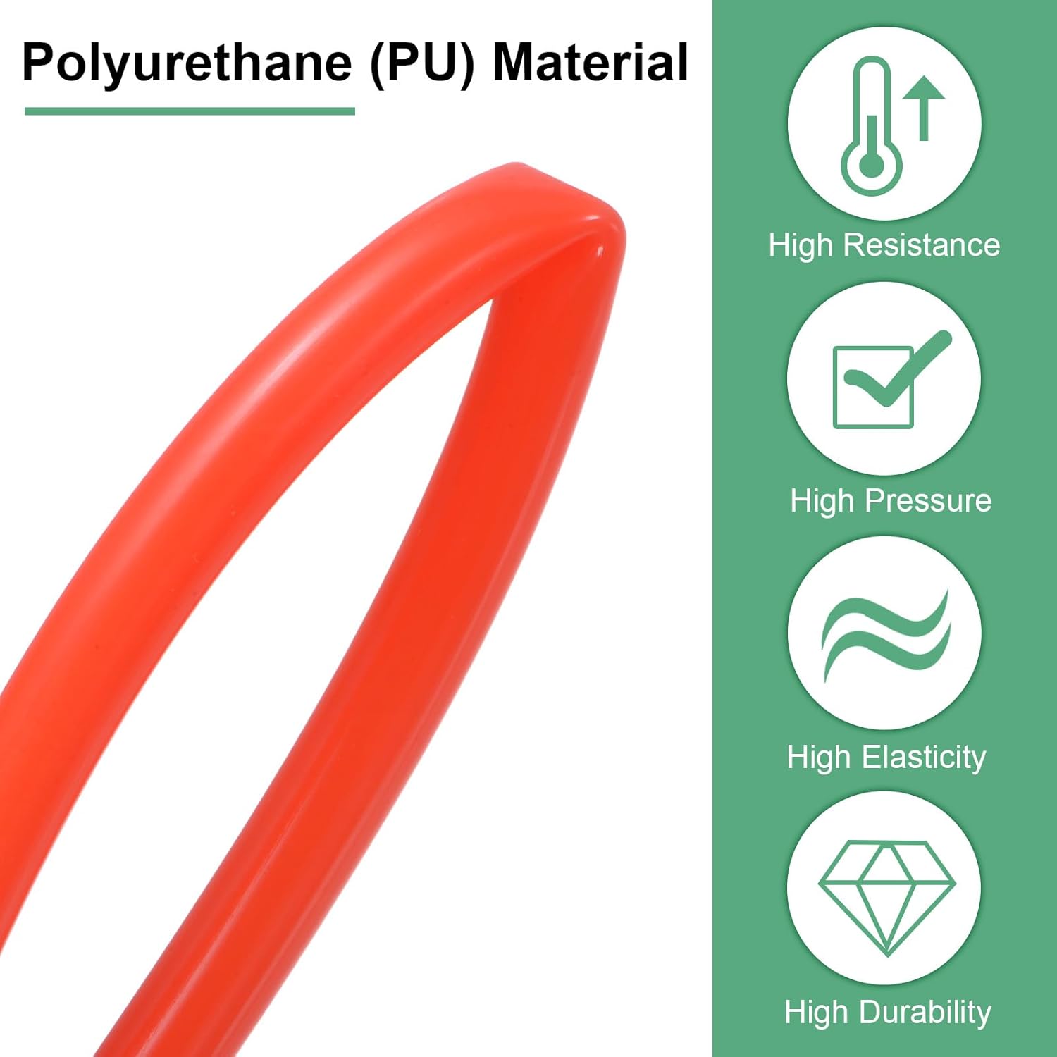 MKEUDQ-Pneumatic Tubing Pipe, 4mm(ID) x6mm(OD) PU Polyurethane Air Compressor Hose for Air Compressor Fitting/Gas/Fluid Transfer, Air Hose Line Tube [5M/16.4ft, Red]
