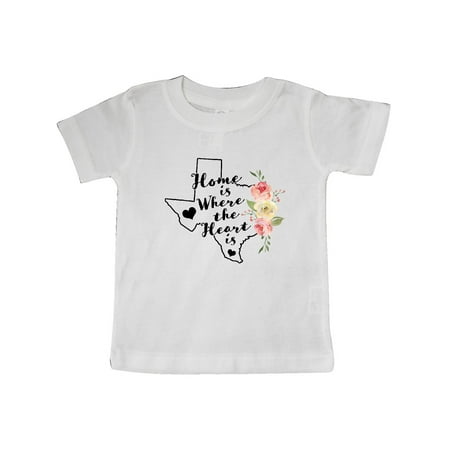 

Inktastic Texas Home is Where The Heart is with Watercolor Floral Gift Baby Girl T-Shirt