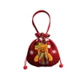 thumbnail image 2 of Festive Gift Bags Reusable Drawstring Gift Sacks with Handle Reindeer Holiday Xmas Party Favor Wrapping Bags for Candy Cookies Small Toys Stocking Stuffers, Set of 1, Cloth, 2 of 7