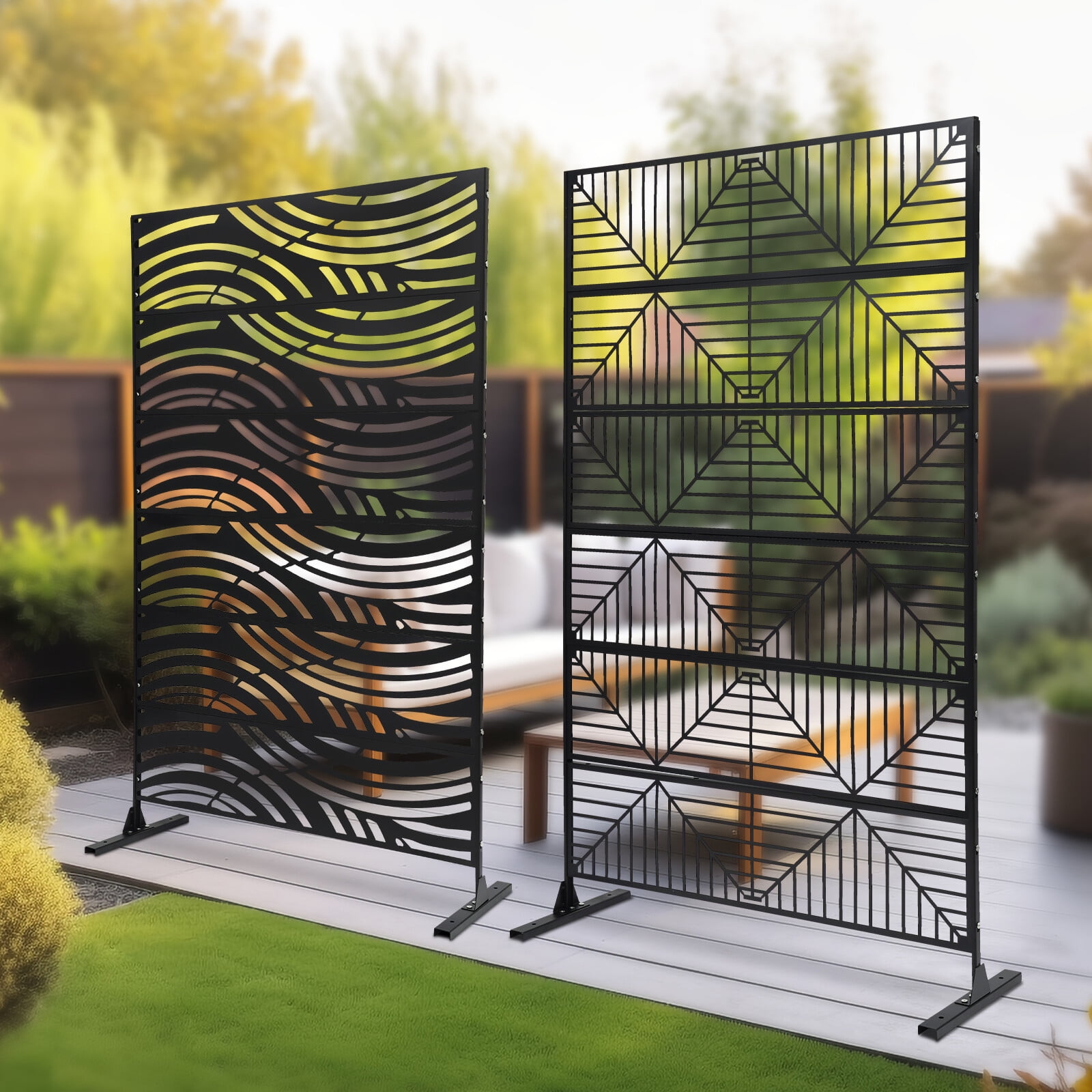 Garden Yard Decorative Fencing Screen Wall Ornamental Metal Garden Gates Panels 113.3*50*181cm for Balconies, Courtyards, Gardens