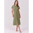 thumbnail image 3 of Vestido midi ANRABESS 2025, casual de verano, manga corta, verde militar, 3 of 6