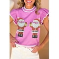 thumbnail image 3 of Women's Bonbon Sequin Father Christmas Ruffled Sleeve Sweater T-Shirt for Festive Cheer | [ZhiHiMeRi] | (US 12-14)L, 3 of 7