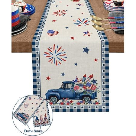 

St Patrick s Day Shamrock Truck Table Runners 71 Inches Long Lucky Clover Cotton Linens Table Cloth Dresser Scarves for Parties Wedding Coffee/Dinning Table Runner Home Decorations
