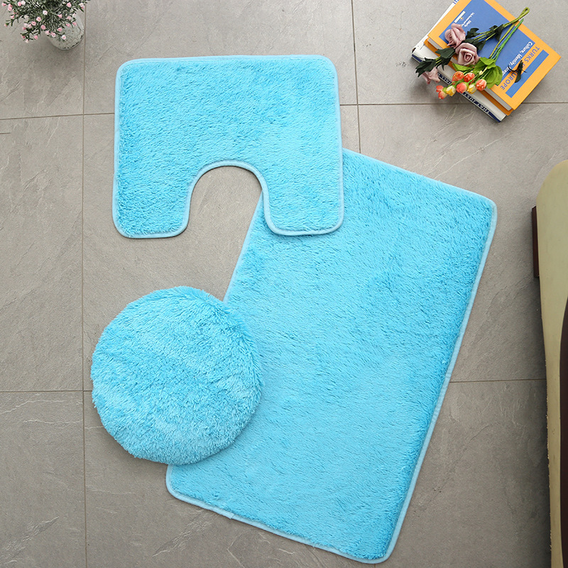 2pcs Microfiber Bathroom Rugs Set Shaggy Soft Bath Mat & UShaped