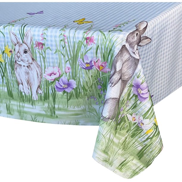 Newbridge Bunny Meadow Gingham Easter and Spring Fabric Bordered