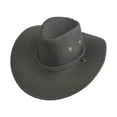 thumbnail image 2 of Visland Mens Straw Western Cowboy Hat Panama Hat Fedora Outdoor Wide Brim Hat with Strap, 2 of 7