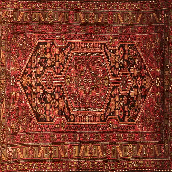 Ahgly Company Indoor Square Persian Orange Traditional Area Rugs, 4' Square