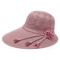 thumbnail image 2 of HuangHuanChen Womens Sun Visor Hat Floppy Straw Flower Packable Sun Visor Fashion Sun Visors for Women Summer Packable Ponytail Beach Hats for Women Travel UPF 50+ Pink One Size, 2 of 3