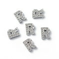 thumbnail image 3 of 20 pc Alloy Initial Slide Charms with Grade A Rhinestones for Personalized Name Necklaces Making Lead Free & Nickel Free Platinum Letter.R 12~13x8~13x4~5mm Hole: 8x2mm, 3 of 4