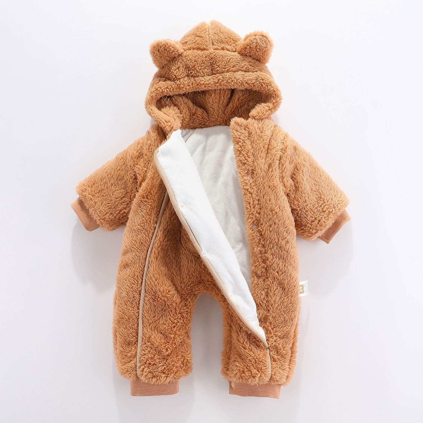 Baby Bear Snowsuit Hooded Jumpsuit Romper Cute Animal Design Bear Baby Clothes for Baby Boys 0-3 Months
