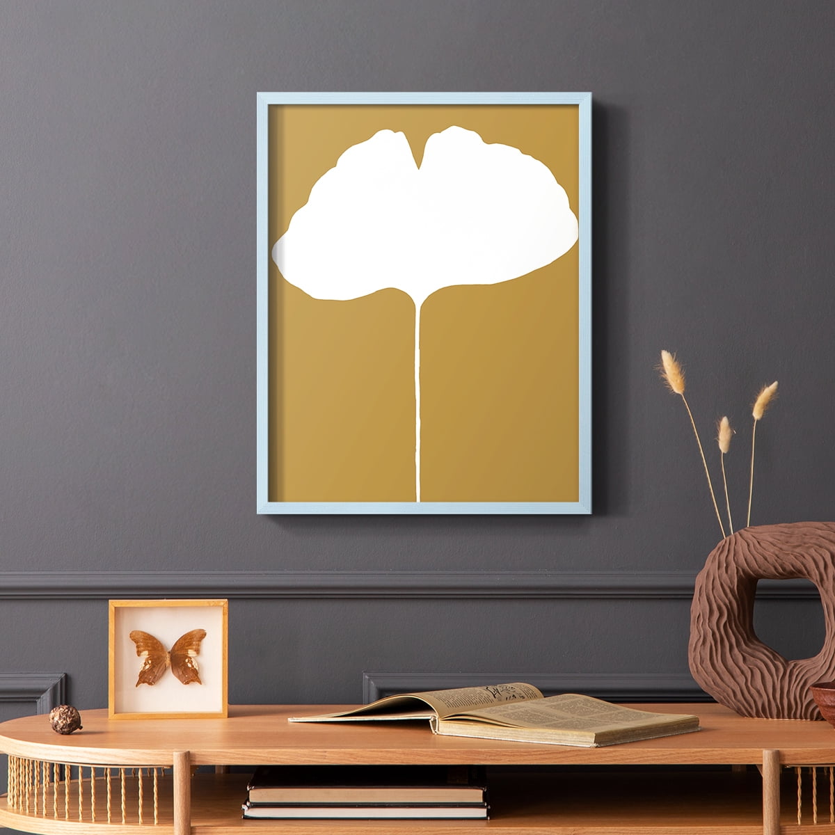 Happily Single V31 Framed Print in Blue Solid Wood Framed Print No Nail Hanging