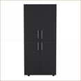 thumbnail image 4 of Armoires & Wardrobes | 70.8" 4-Door Black Wardrobe Closet with 6 Shelves & 2 Hanging Rods | Particle Board, 4 of 7