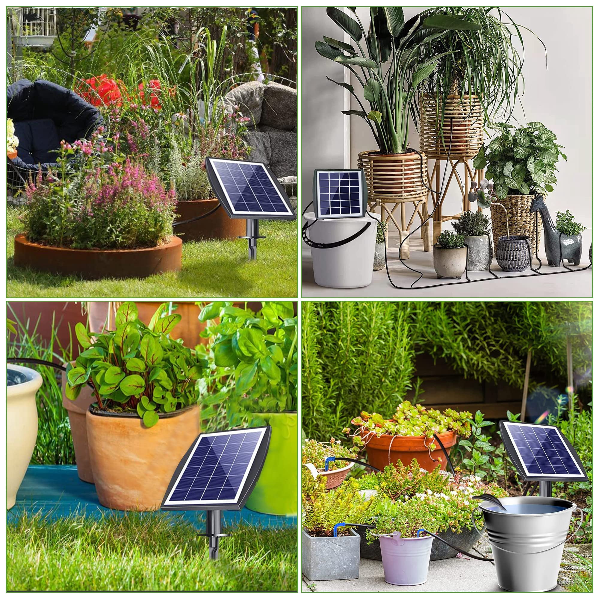 49FT Solar Drip Irrigation System Auto Watering Kit for 15 Pots, Solar-Powered Plant Watering Indoor Outdoor Garden Balcony Patio Irrigation System
