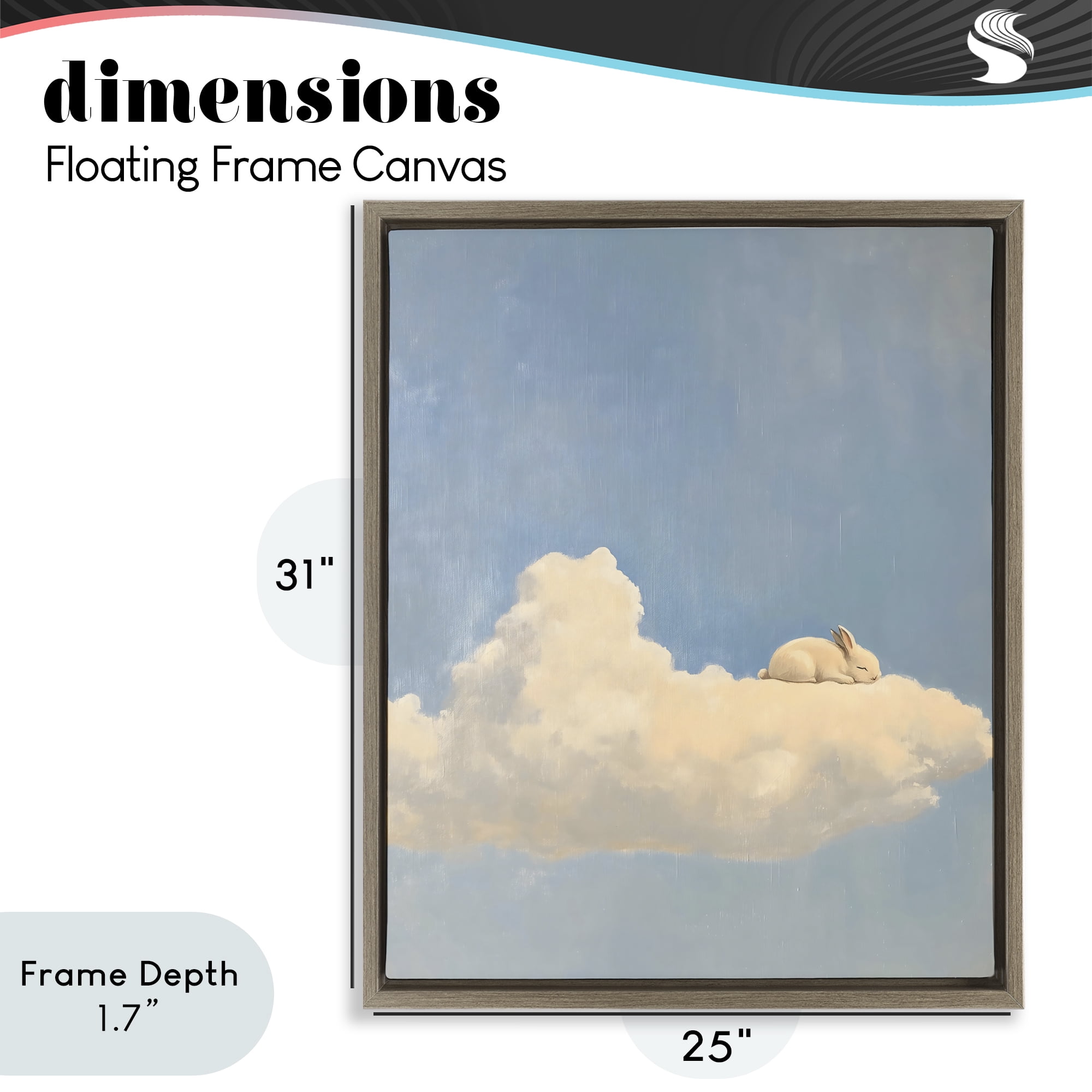 Stupell Industries Sleeping Bunny on Cloud Brown Framed Floater Canvas Wall Art, design by The Prints Vibe