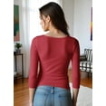 thumbnail image 3 of Blusa Mujer Manga 3 Cuartos Cuello V Comodidad y Estilo, 3 of 5