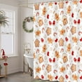 thumbnail image 5 of Christmas Shower Curtain Gingerbread Man Snowflake Holiday Bathroom Decor, White Christmas Bathtub Curtain with Candy Cane Glove, Fun Cute Winter Bathroom Accessories 70X70IN, 5 of 6