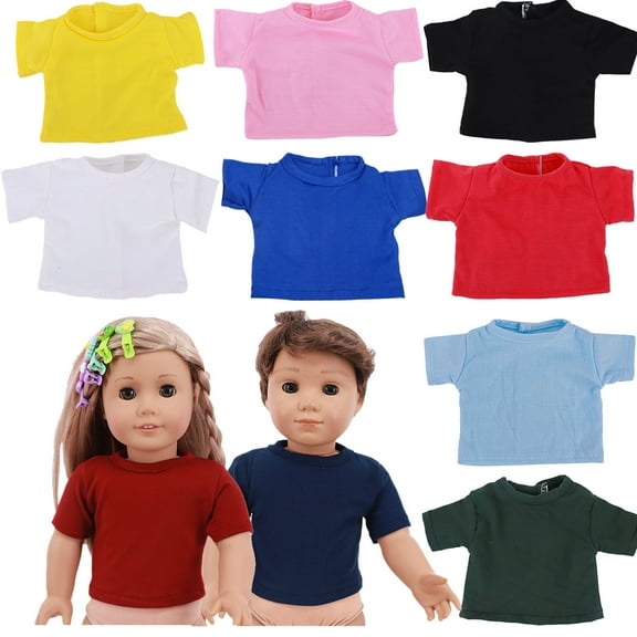 OUNONA 5-Pack Solid Color Short Sleeve T-Shirts for 18 Inch Stuffed Animal Bears - Comfortable Doll Clothes Accessories